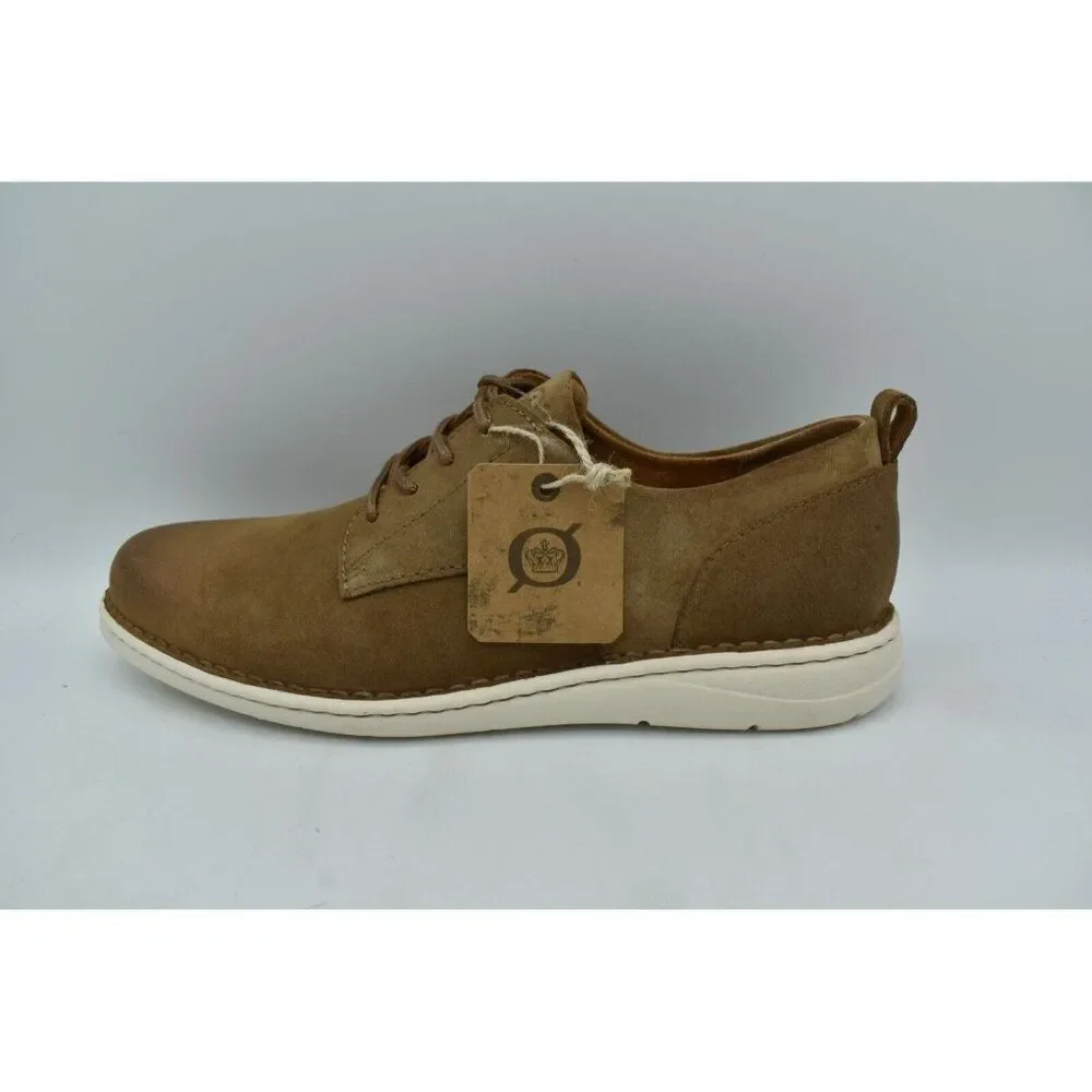 Born Mens Size 9.5 Todd Plain Toe Saddle Tan Distressed Suede Derby Casual Shoes